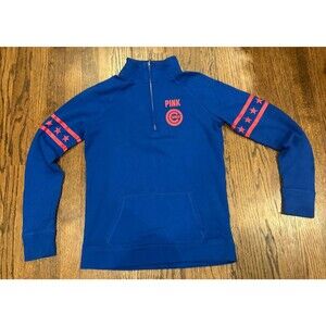 NWOT Victorias Secret PINK MLB Chicago Cubs Zip Bring It Home Pullover Sz Small